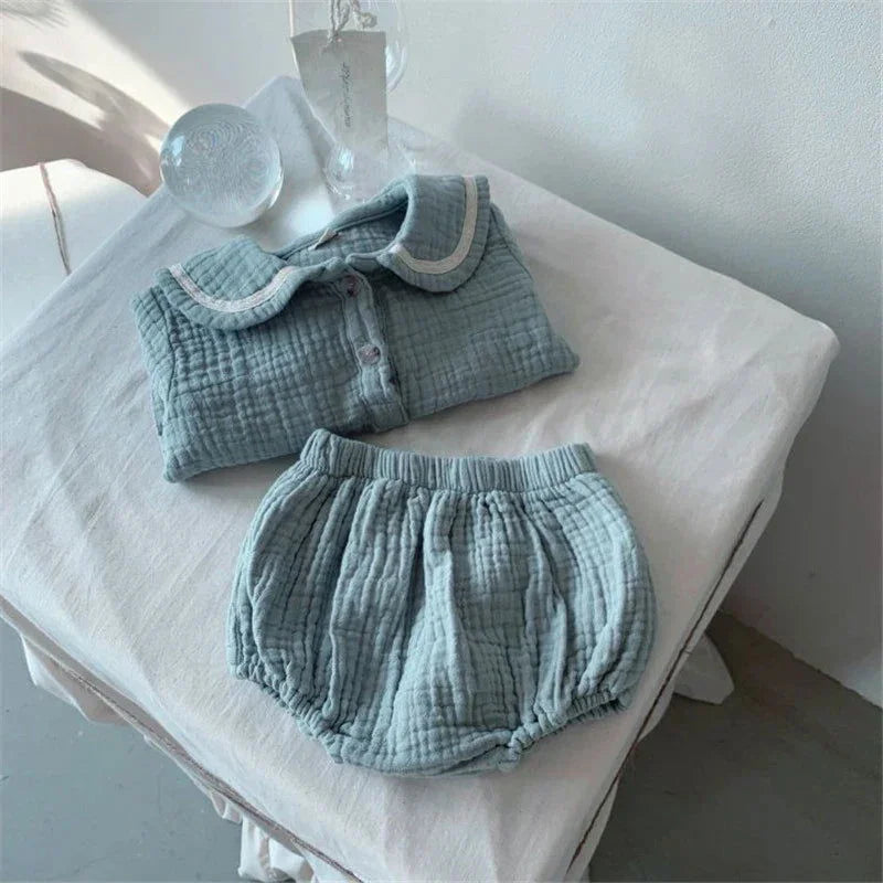 Conjunto Infantil Navy Blommer e Blusa Lenogue