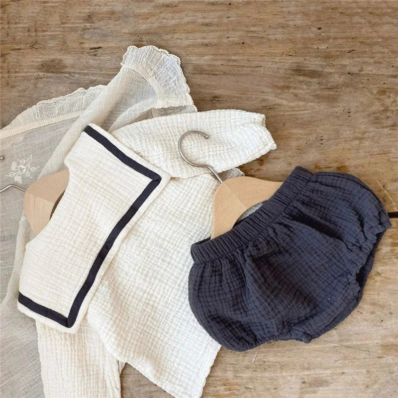 Conjunto Infantil Navy Blommer e Blusa Lenogue