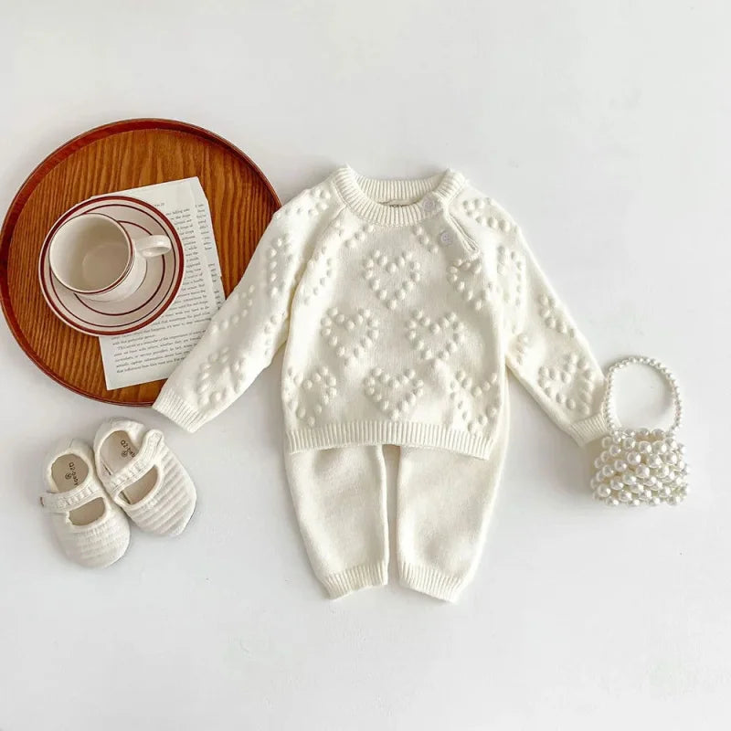 Conjunto Infantil Suspiro Bege e Rosa Lenogue