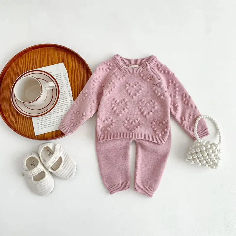Conjunto Infantil Suspiro Bege e Rosa Lenogue