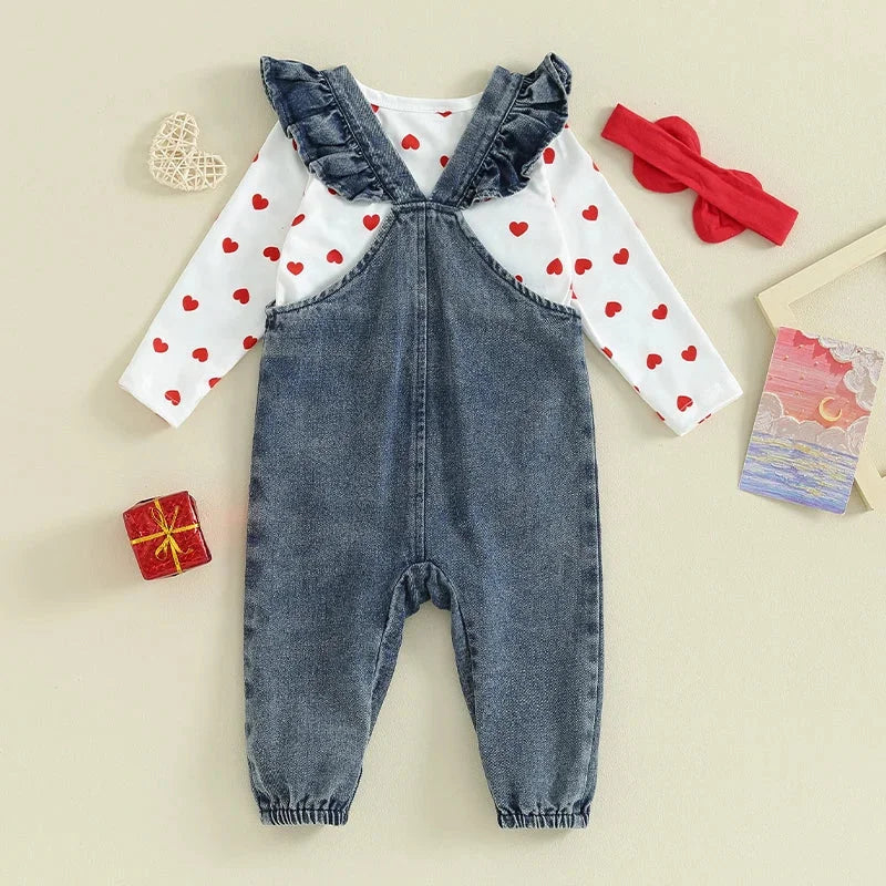 Conjunto Infantil Urso Bordado Estampa Coração Lenogue