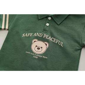 Conjunto Polo Infantil Modelo Cartoon de Urso Lenogue