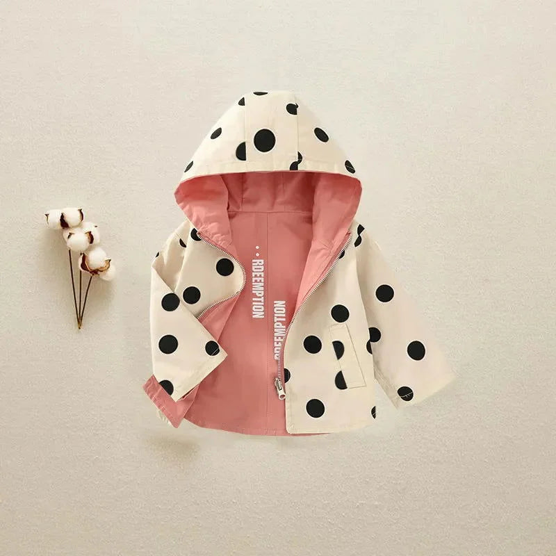Jaqueta Infantil Bolinhas Capuz Dupla Face Lenogue