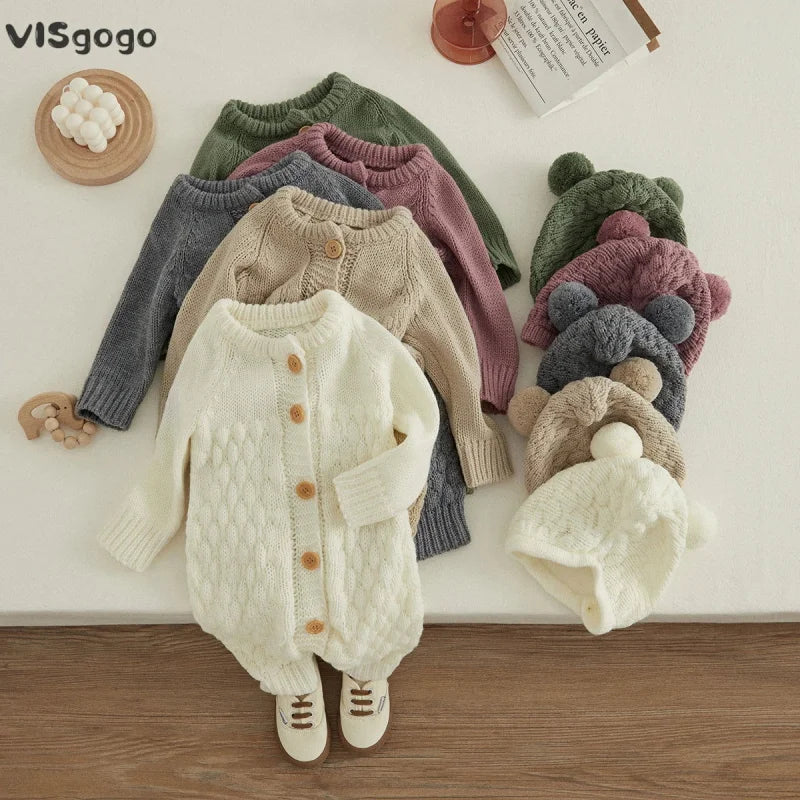 Macacão Infantil com Touca Tricot Baby Lenogue