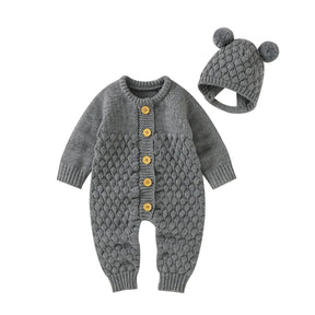 Macacão Infantil com Touca Tricot Baby Lenogue