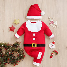 Macacão Infantil de Algodão Manga Longa Modelo Papai Noel Lenogue