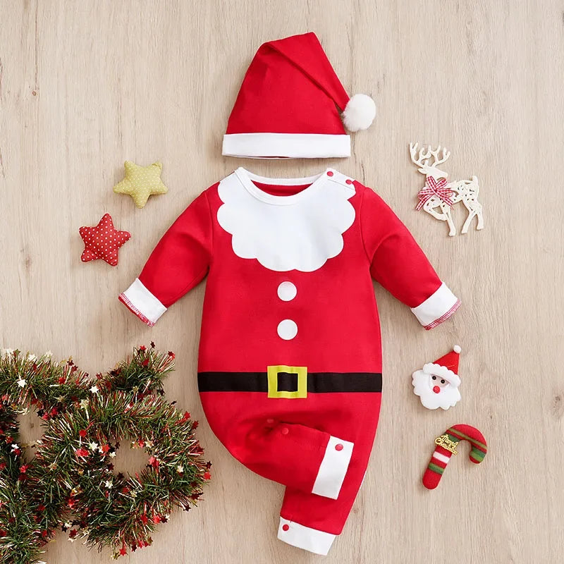 Macacão Infantil de Algodão Manga Longa Modelo Papai Noel Lenogue