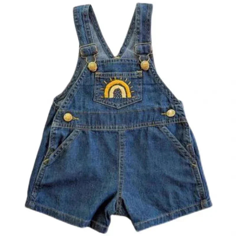 Macacão Infantil Jardineira Jeans Rainbow Azul Lenogue