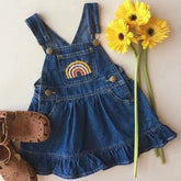 Macacão Infantil Jardineira Jeans Rainbow Azul Lenogue