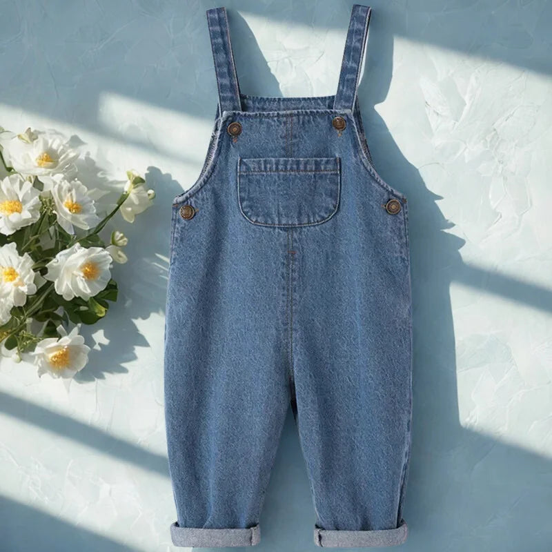 Macacão Infantil Jardineira Unissex Algodão Denim Lenogue