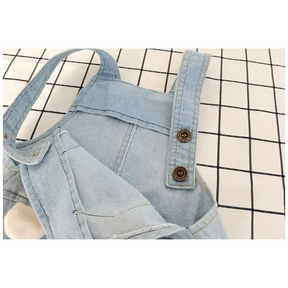 Macacão Infantil Jeans Curto com Estampa Animal Lenogue