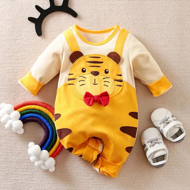 Macacão Infantil Manga Longa Algodão Estampa Tigre Lenogue