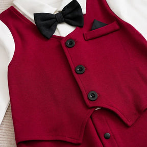 Macacão Infantil Masculino Gentleman Laço Gravata Manga Longa Lenogue