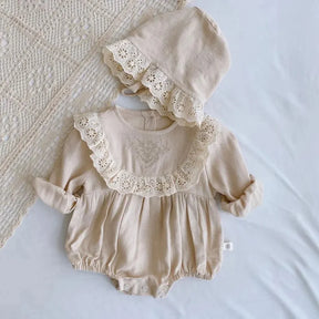 Macacão Romper Infantil com Touca Carlota Bege Lenogue