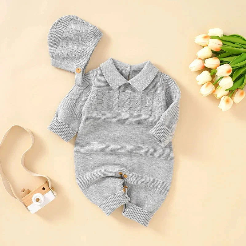 Macacão Romper Infantil Tricot Bege Lenogue