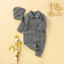 Macacão Romper Infantil Tricot Bege Lenogue