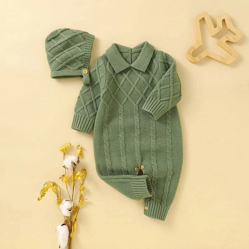 Macacão Romper Infantil Tricot Bege Lenogue