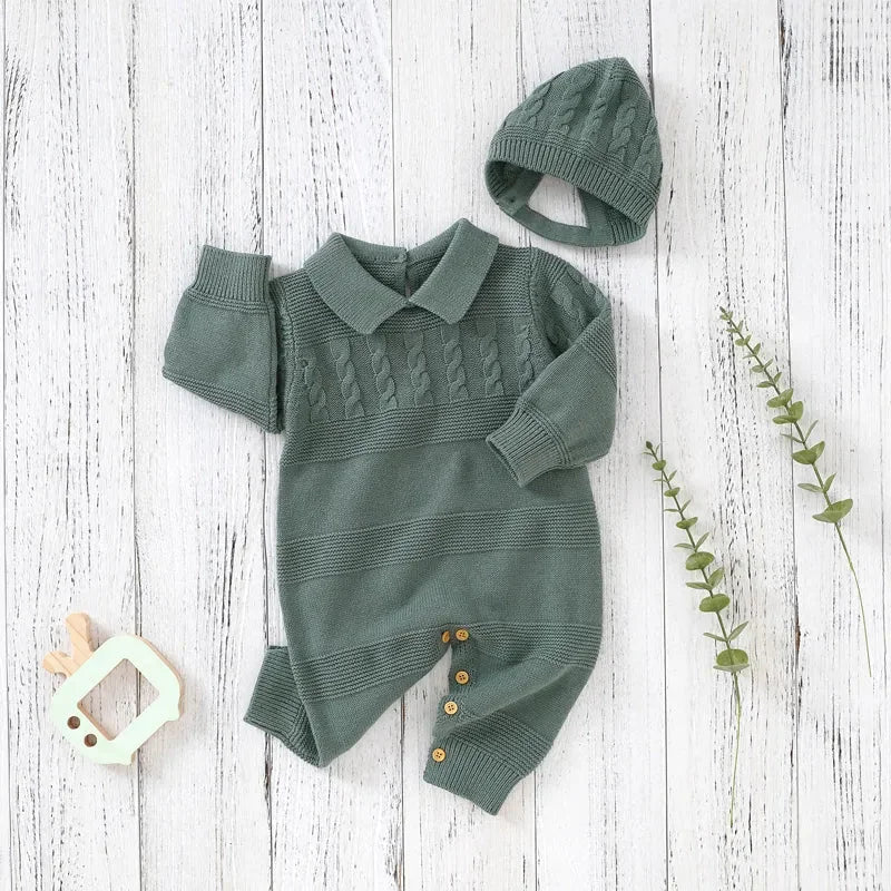 Macacão Romper Infantil Tricot Bege Lenogue