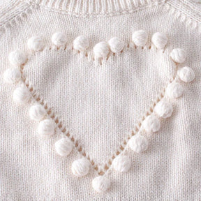 Macacão Romper Infantil Tricot Coração Rosa Lenogue