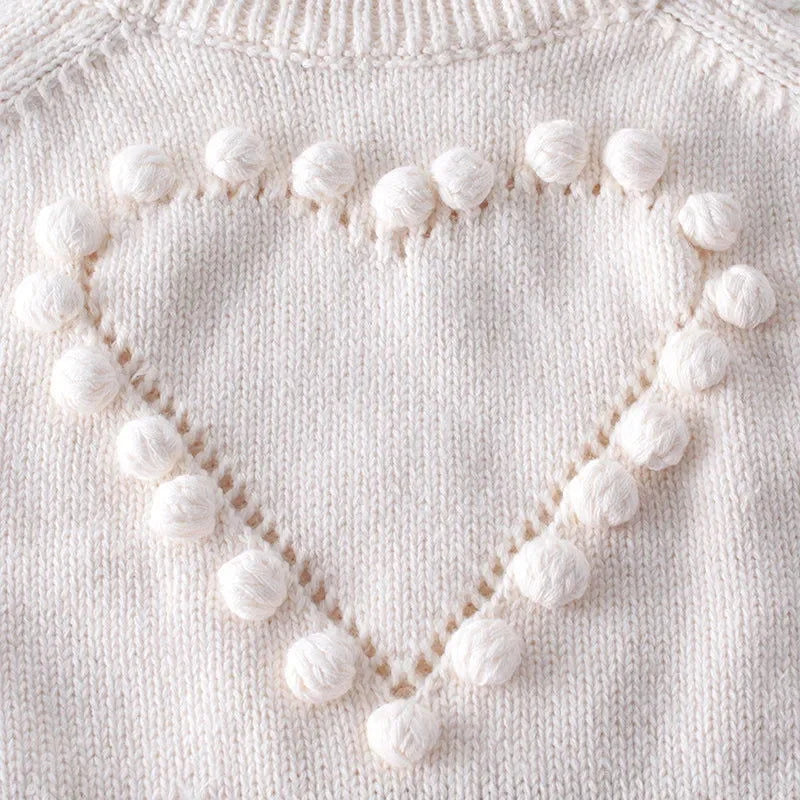 Macacão Romper Infantil Tricot Coração Rosa Lenogue