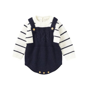 Macacão Romper Infantil Tricot Listrado Lenogue