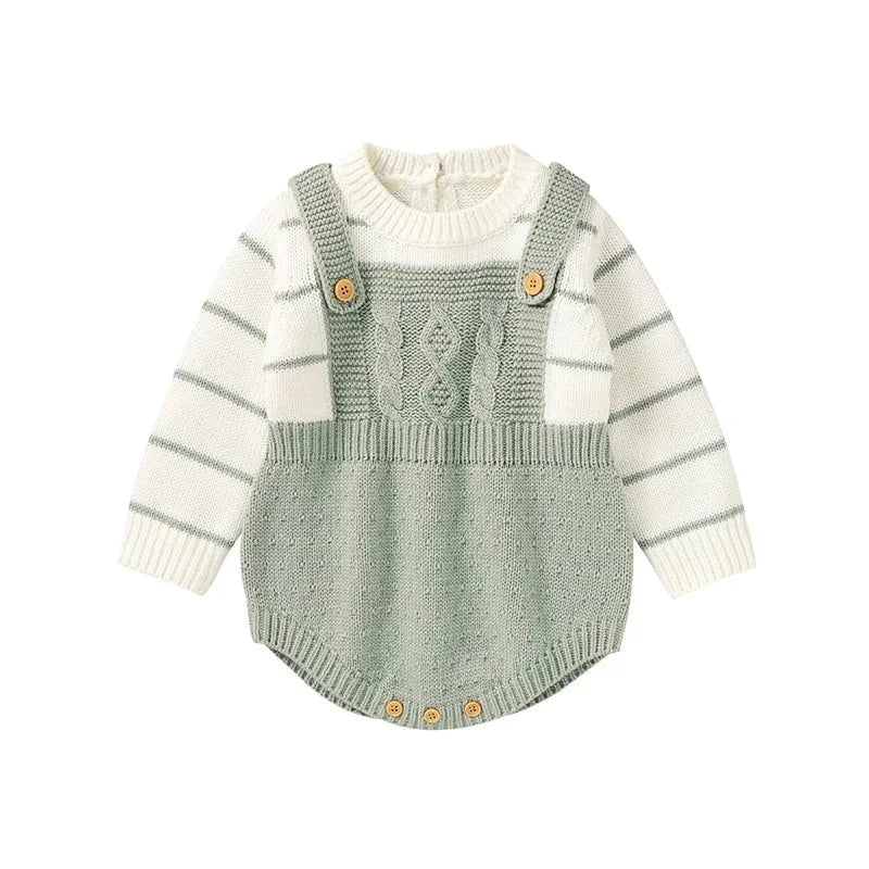 Macacão Romper Infantil Tricot Listrado Lenogue