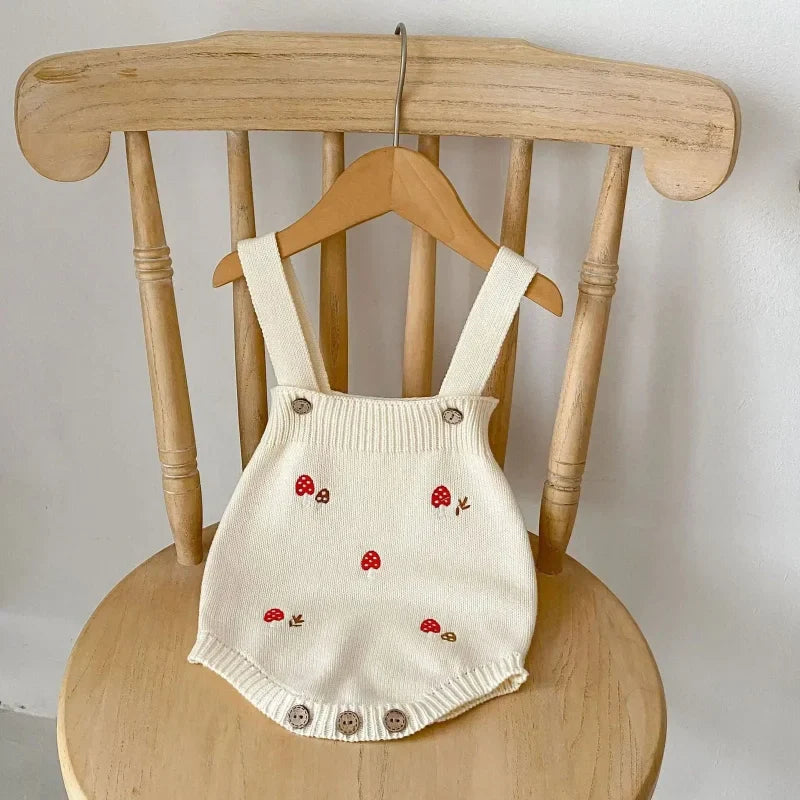 Macacão Romper Infantil Tricot Mushroom Bege Lenogue
