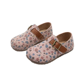 Sapatilha Infantil Floral de Couro com Solado Macio Lenogue