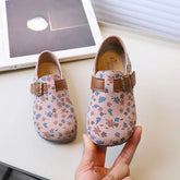 Sapatilha Infantil Floral de Couro com Solado Macio Lenogue