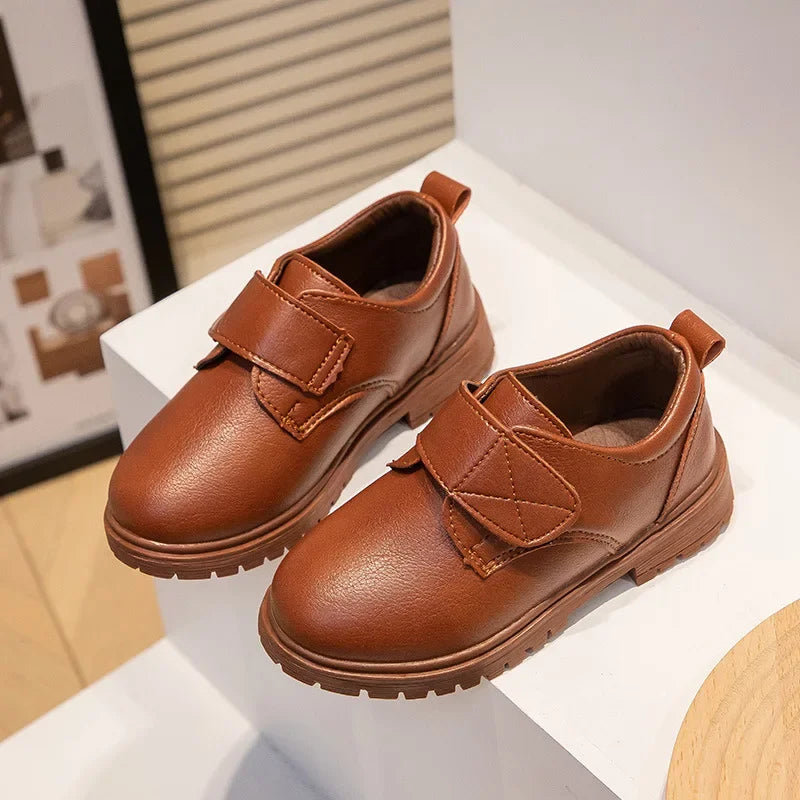 Sapato Infantil de Couro Estilo Social Escolar Marrom Lenogue