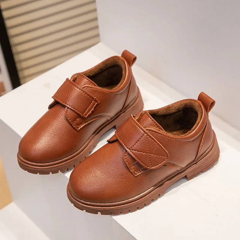 Sapato Infantil de Couro Estilo Social Escolar Marrom Lenogue